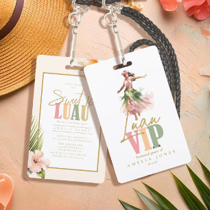 Tarjeta De Identificación Luau Hawaiano Cumple Dulces Dieciséis ID1092