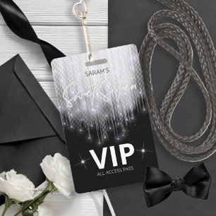 Tarjeta De Identificación Luces en Cascada Dulces 16 Negro y Blanco ID790