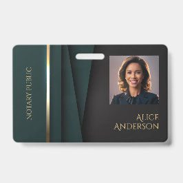 Tarjeta De Identificación Lujo dorado elegante notario público