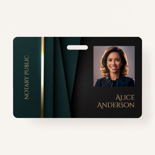 Tarjeta De Identificación Lujo dorado elegante notario público (Reverso)