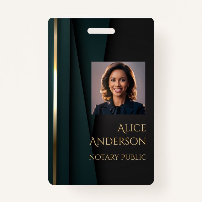 Tarjeta De Identificación Lujo dorado elegante notario público (Anverso)