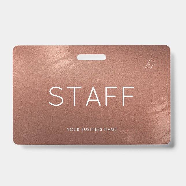 Tarjeta De Identificación Luxury Stylish Bronze Business Staff ID (Anverso)