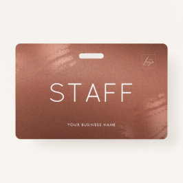Tarjeta De Identificación Luxury Stylish Bronze Business Staff ID