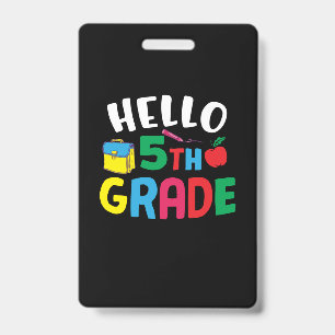 Tarjeta De Identificación Maestra de 5º grado Hola quinto grado