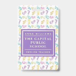 Tarjeta De Identificación Maestra de Matemáticas de la Escuela Primaria Núme