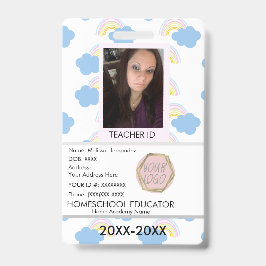 Tarjeta De Identificación Maestra Educando en Casa Escuela Mamá ID Arcoíris