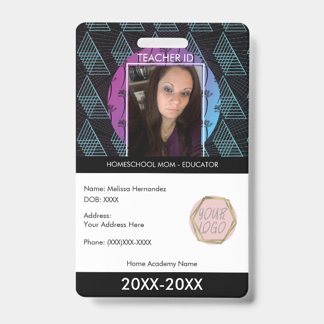 Tarjeta De Identificación Maestra Homeschooling School Mamá ID Forma tropica (Parte frontal)