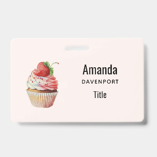 Tarjeta De Identificación Magdalena de Fresa Dulce Postre
