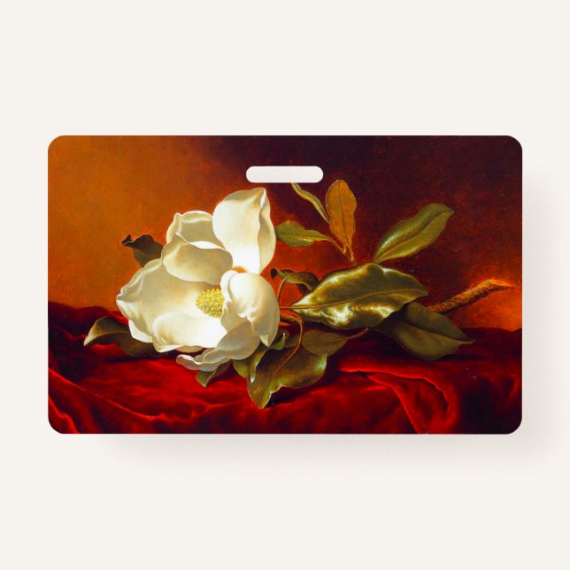 Tarjeta De Identificación Magnolia en Terciopelo Rojo Martin Johnson Heade (Anverso)