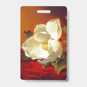 Tarjeta De Identificación Magnolia sobre terciopelo rojo Martin Johnson Head