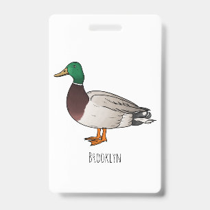 Tarjeta De Identificación Mallard duck cartoon illustration