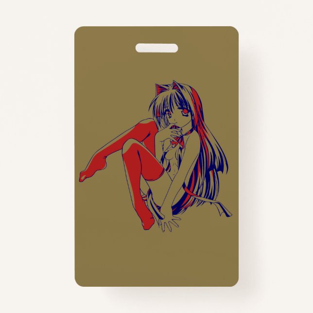 Tarjeta De Identificación Manga americana Neko Catgirl Kawaii Anime (Anverso)