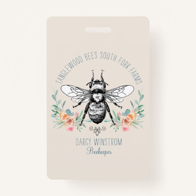 Tarjeta De Identificación Mano caprichosa dibuja miel de abeja acuaria (Anverso)