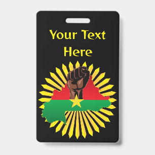 Tarjeta De Identificación Mapa de Burkina Faso, Bandera y Puño de la Revoluc