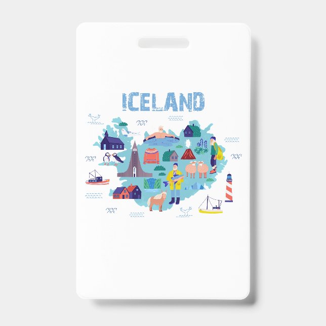 Tarjeta De Identificación Mapa de Islandia (Parte frontal)