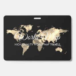 Tarjeta De Identificación Mapas Mundiales De Oro Agente De Viajes Globo