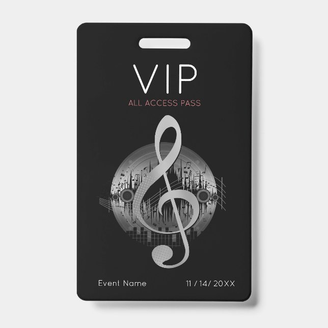 Tarjeta De Identificación Maravilloso Tune VIP All Access Badge (Parte frontal)