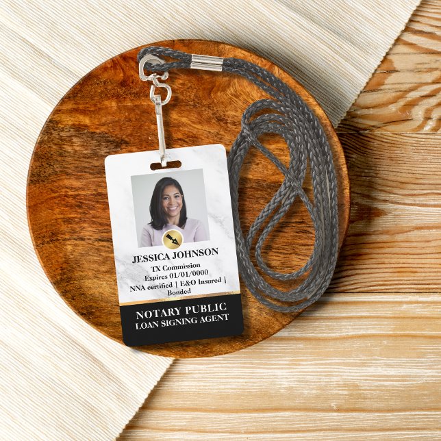 Tarjeta De Identificación Marble, Gold y Black Luxury Professional Notary ID (Subido por el creador)