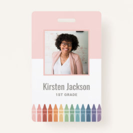 Tarjeta De Identificación Marca de identificación de foto con nombre de prof