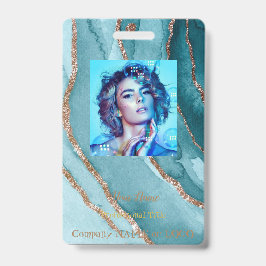 Tarjeta De Identificación Marca de la etiqueta Gold Verde azulado Blue MARBL