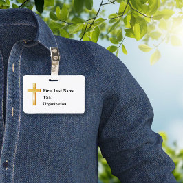 Tarjeta De Identificación Marca de nombre con cruz de oro cristiana