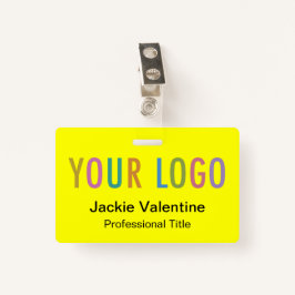 Tarjeta De Identificación Marca de nombre de PVC amarillo con logotipo Clip 