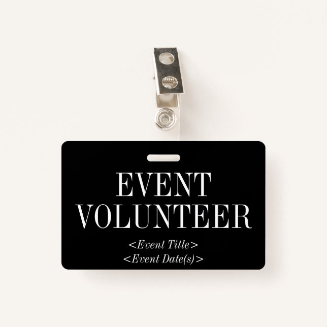 Tarjeta De Identificación Marca de "VOLUNTARIO DE EVENTOS" de época (Anverso con clip)