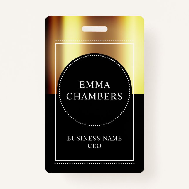 Tarjeta De Identificación Marca Gold Black Metallic Name Business Title (Anverso)