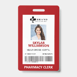 Tarjeta De Identificación Marca y logotipo médico del marco de borde rojo mí