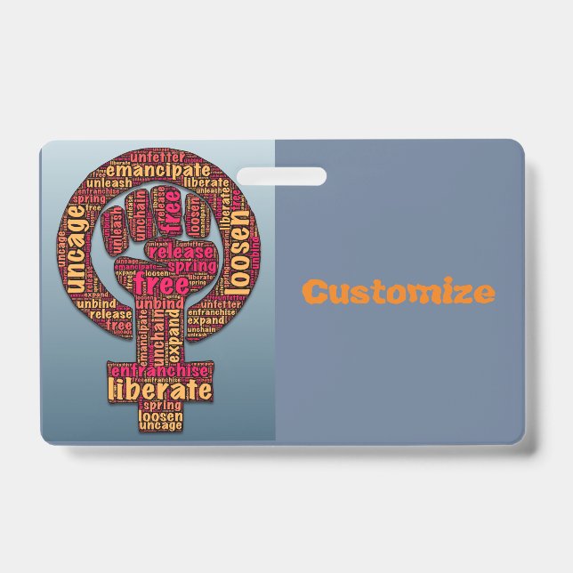 Tarjeta De Identificación marcha de mujeres de 2017 levantó puño  (Parte frontal)