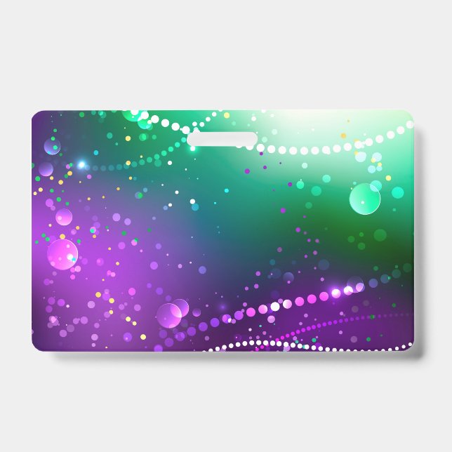 Tarjeta De Identificación Mardi Gras Festive Purple Background (Parte frontal)