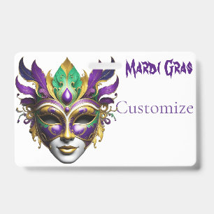 Tarjeta De Identificación Mardi Gras Mask Thunder_Cove