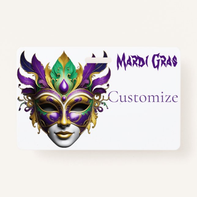 Tarjeta De Identificación Mardi Gras Mask Thunder_Cove (Anverso)