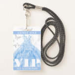 Tarjeta De Identificación Mariposa Baile Azul Plata Dulce 16 Pase VIP<br><div class="desc">Personalizar para cualquier evento.</div>