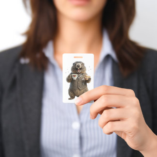 Tarjeta De Identificación Marmota bebiendo té