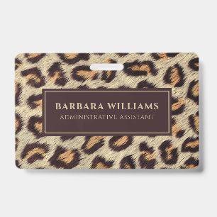 Tarjeta De Identificación Marrón de manchas leopardo patrón imitación textur