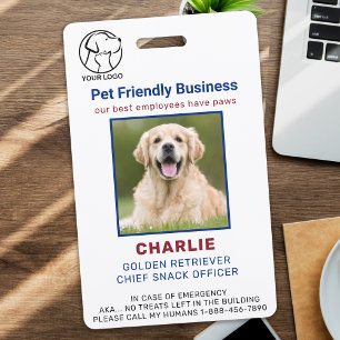 Tarjeta De Identificación Mascota de fotografía de perro de empleado de nego
