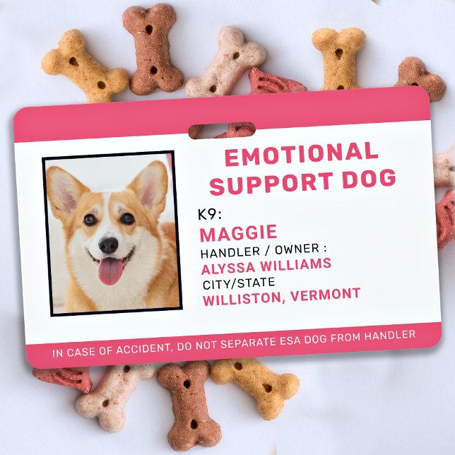 Tarjeta De Identificación Mascota personalizado Foto ID Perro de apoyo emoci (Subido por el creador)