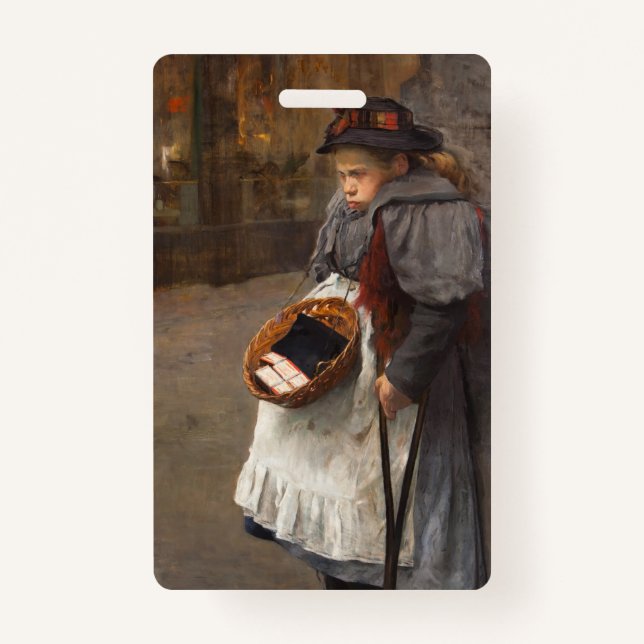 Tarjeta De Identificación Matchstick Chica Pobre Calle Urchin Pobreza Urbana (Anverso)