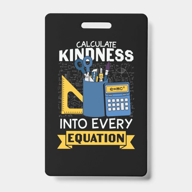 Tarjeta De Identificación Math Teacher calcula amabilidad (Parte frontal)