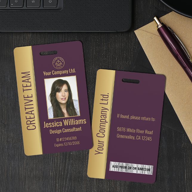 Tarjeta De Identificación Mauve ID de empleado corporativo personalizado (Subido por el creador)