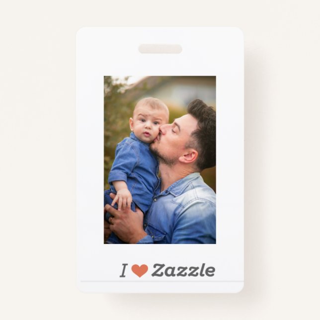 Tarjeta De Identificación Me encanta la insignia del día del padre Zazzle (Reverso)