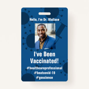 Tarjeta De Identificación Me han vacunado para Covid-19, Deep Blue