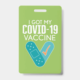 Tarjeta De Identificación Me puse mi vacuna contra el Covid-19 - verde azul