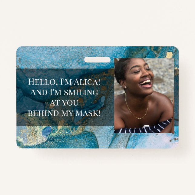 Tarjeta De Identificación ¡Me Sonrío detrás de esta máscara! Aqua y Gold (Anverso)