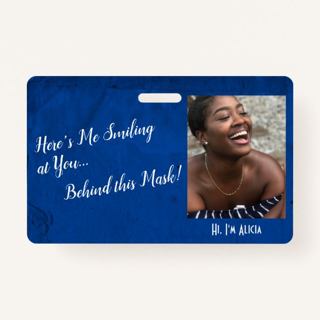 Tarjeta De Identificación ¡Me Sonrío detrás de esta máscara! Azul grueso (Anverso)