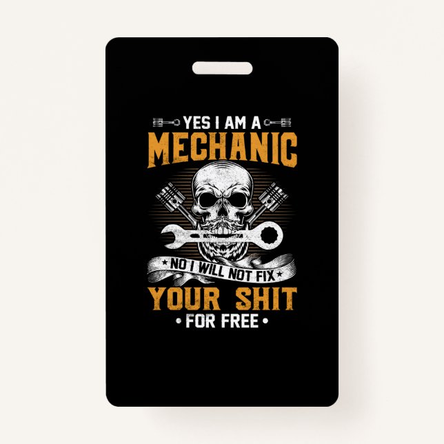 Tarjeta De Identificación Mecánico Sí Soy Mecánico (Anverso)