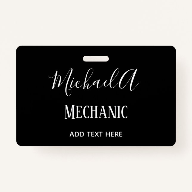 Tarjeta De Identificación MECHANIC Regalos personalizados CLASSIC Blanco neg (Anverso)