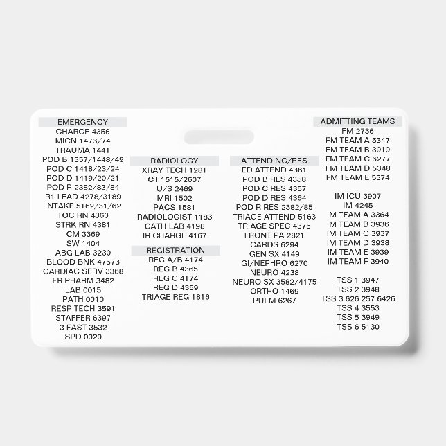 Tarjeta De Identificación Medalla (Parte frontal)