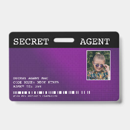 Tarjeta De Identificación Medalla de Espía Agente Secreto - MORADA